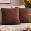 Swayam Brown Diamond Quilted Cushion Cover 24x24 Inches Set of 2