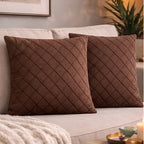 Swayam Brown Diamond Quilted Cushion Cover 12x12 Inches Set of 2