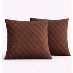 Swayam Brown Diamond Quilted Cushion Cover 12x12 Inches Set of 2