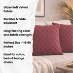 Swayam Maroon Diamond Quilted Cushion Cover 24x24 Inches Set of 2