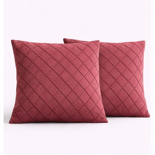 Swayam Dusty Rose Diamond Quilted Cushion Cover 12x12 Inches Set of 2