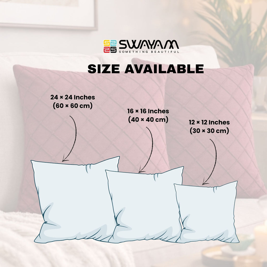 Swayam Dusty Rose Diamond Quilted Cushion Cover 12x12 Inches Set of 2