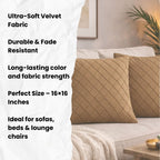 Swayam Camel Brown Diamond Quilted Cushion Cover 24x24 Inches Set of 2