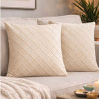 Swayam Cream Diamond Quilted Cushion Cover 24x24 Inches Set of 2