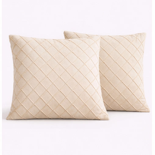 Swayam Cream Diamond Quilted Cushion Cover 24x24 Inches Set of 2