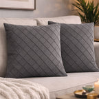 Swayam Grey Diamond Quilted Cushion Cover 24x24 Inches Set of 2