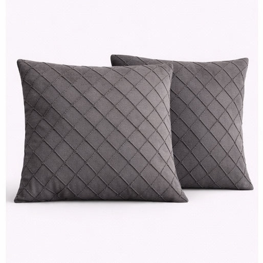 Swayam Grey Diamond Quilted Cushion Cover 24x24 Inches Set of 2