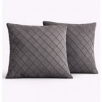 Swayam Grey Diamond Quilted Cushion Cover 24x24 Inches Set of 2