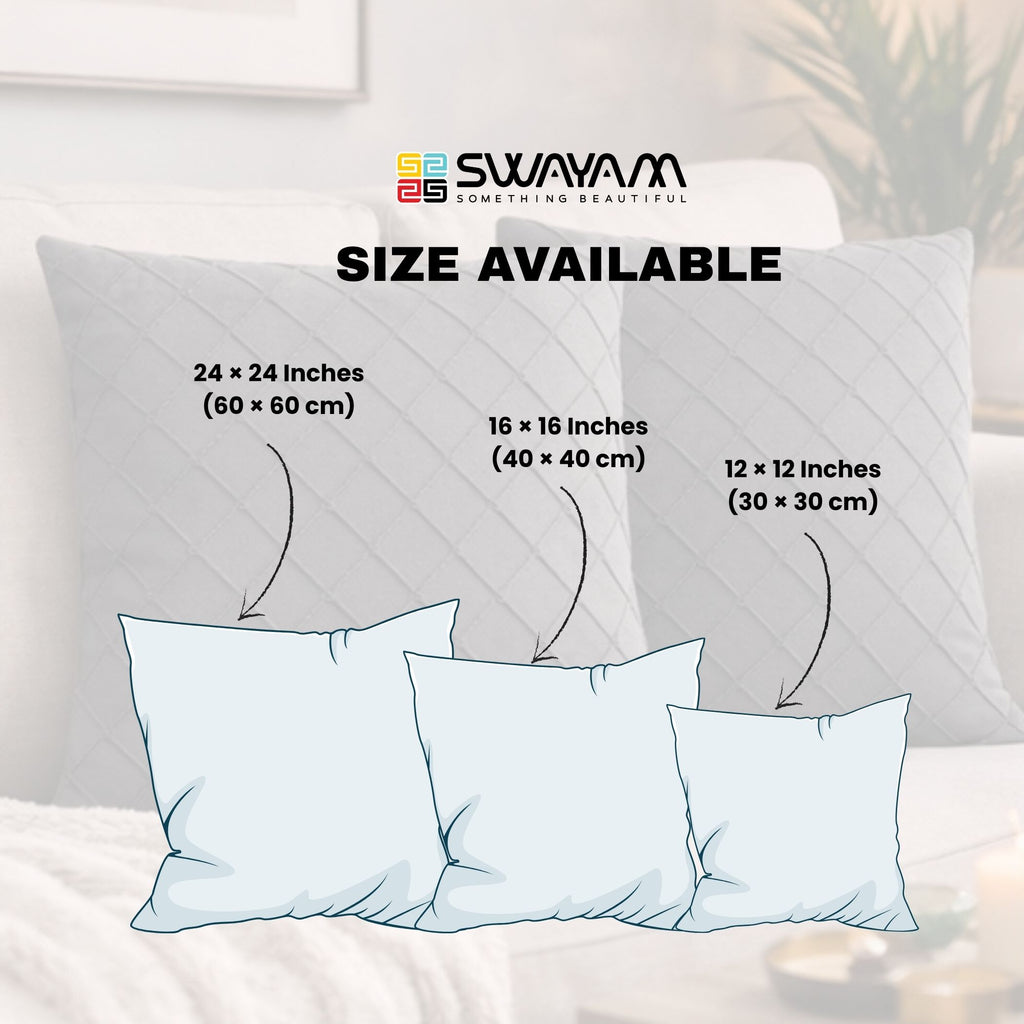 Swayam Grey Diamond Quilted Cushion Cover 24x24 Inches Set of 2