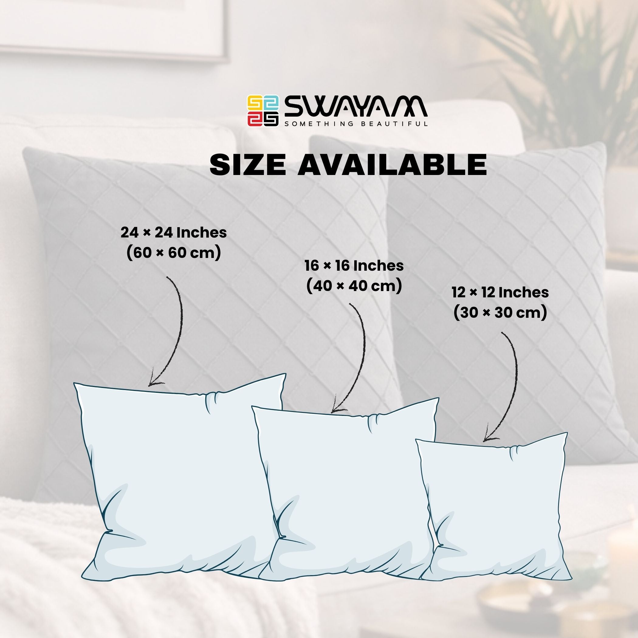 Swayam Grey Diamond Quilted Cushion Cover 24x24 Inches Set of 2