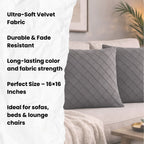 Swayam Grey Diamond Quilted Cushion Cover 24x24 Inches Set of 2