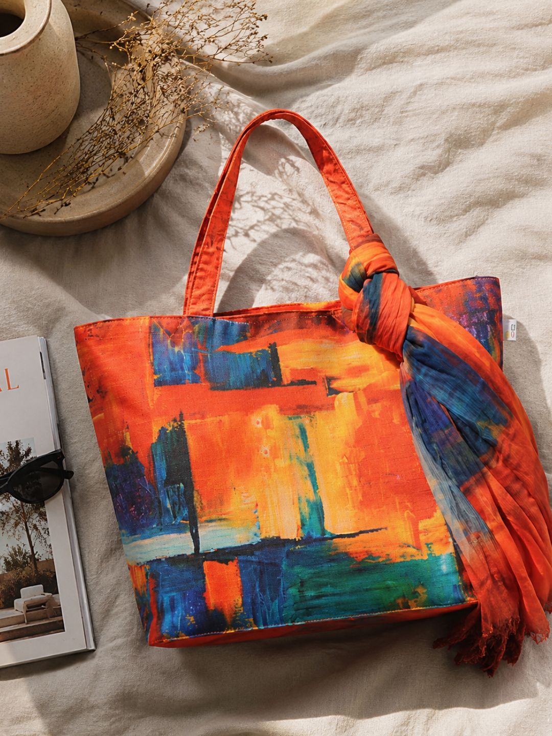Golden Hour Glaze - Abstract Autumn Tote with Dual-Sided Artistic Flair