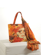 Portrait Muse - Digitally Printed Tote Bag with Artistic Face Illustration