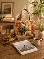 Golden Hour Venice - Premium Art Print Shoulder Bag with Matching Scarf
