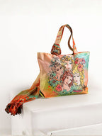 Muse in Bloom - Artistic Faces Tote with Paisley Wrap