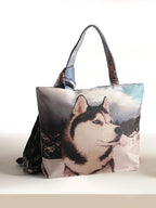 Northern Gaze - Husky Portrait Tote with Mountain Sky Scarf