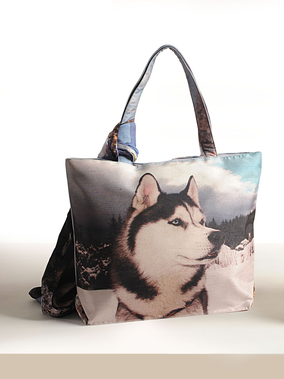 Northern Gaze - Husky Portrait Tote with Mountain Sky Scarf
