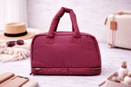 Puffer Overnighter Unisex Burgundy Duffle Bag