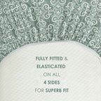 Ornamental Swirl Sage Green 210 TC Pure Cotton King Fitted Bedsheet with 2 Pillow Covers (72 x 78 x 10 Inches)