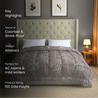Premium Striped 100% Cotton AC Quilt 150 GSM Grey Pack of 1