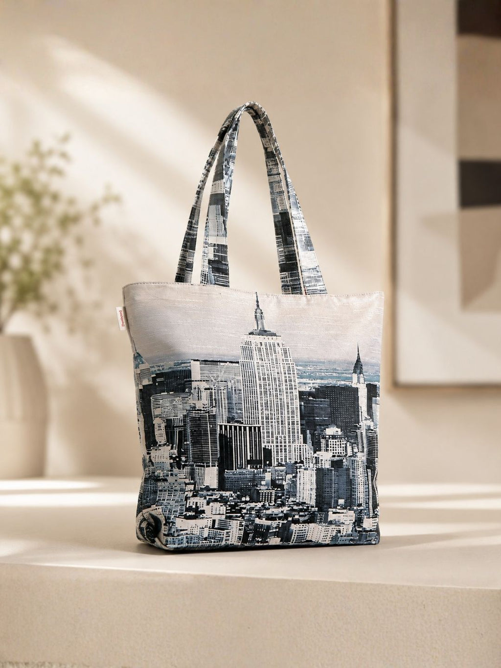 Cityscape Luxe - Monochrome Urban Skyline Print Tote Bag