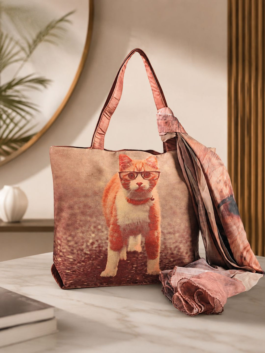 Paws & Spectacles - Quirky Pet Print Tote with Wrap