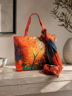 Golden Hour Glaze - Abstract Autumn Tote with Dual-Sided Artistic Flair