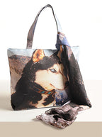 Northern Gaze - Husky Portrait Tote with Mountain Sky Scarf