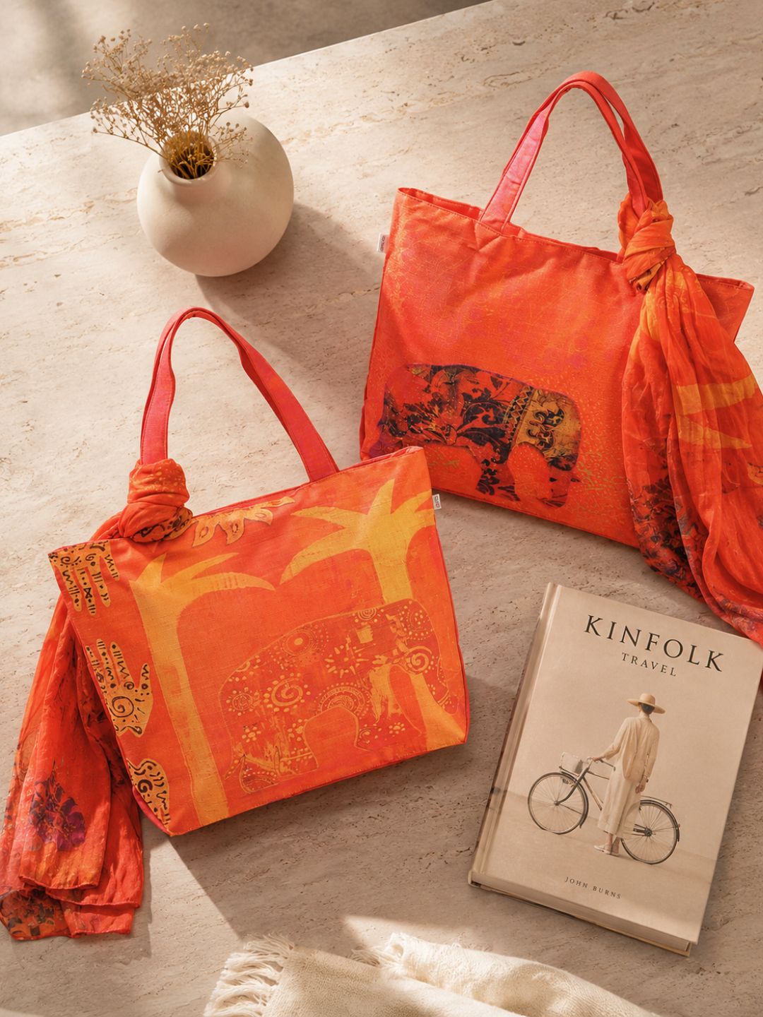 Royal March - Ethnic Elephant Tote with Tribal Art Wrap