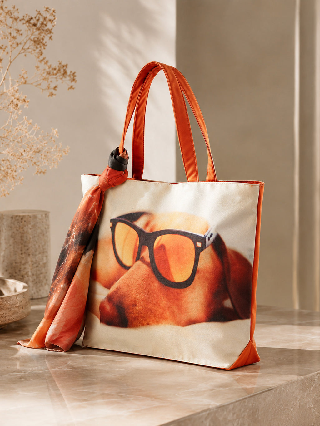 Sunkissed Pup - Quirky Dog Print Tote with Sunglasses & Wrap