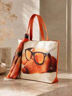 Sunkissed Pup - Quirky Dog Print Tote with Sunglasses & Wrap