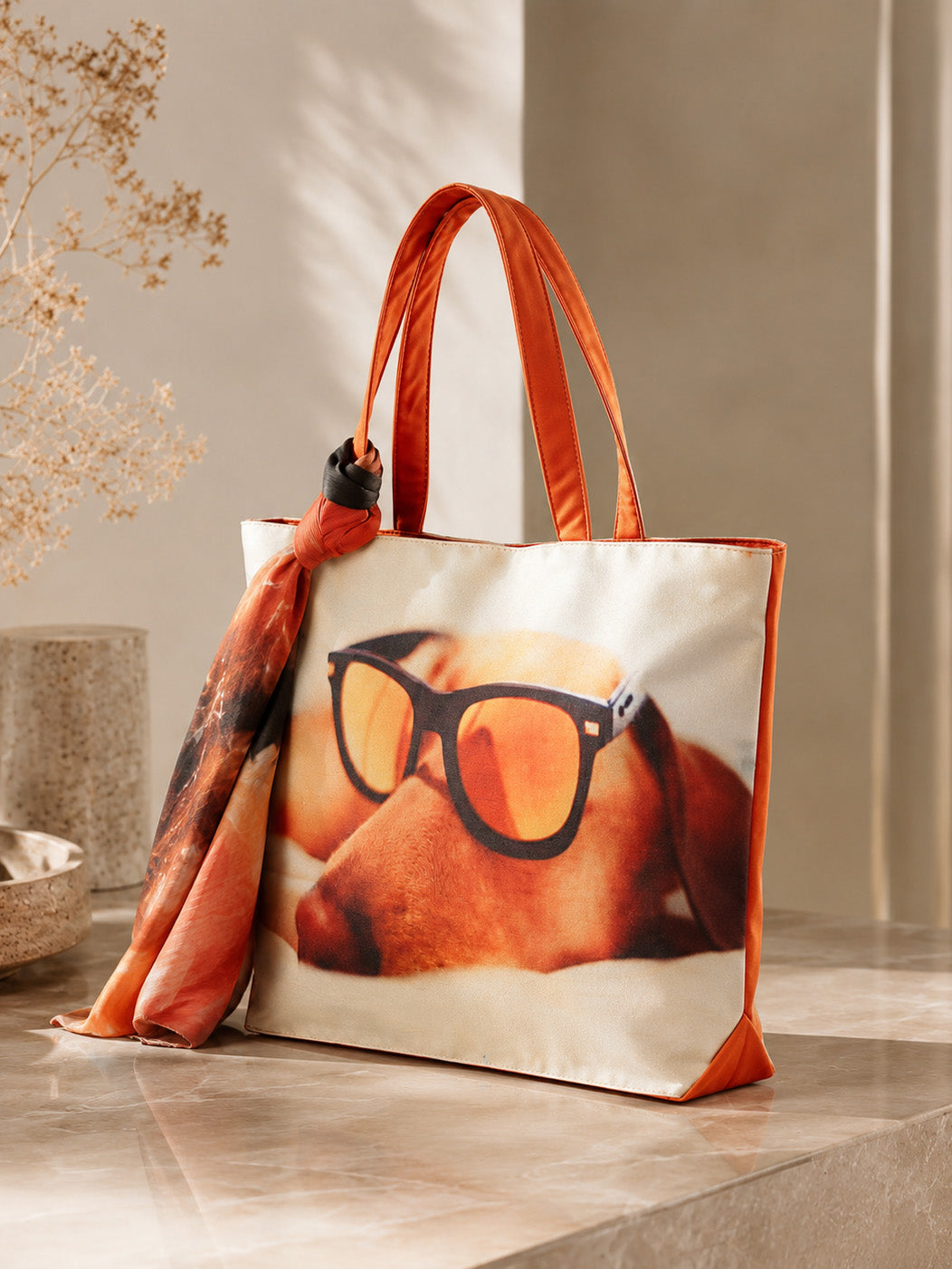 Sunkissed Pup - Quirky Dog Print Tote with Sunglasses & Wrap
