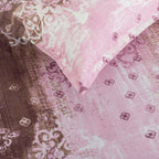 Rose Damask Pink & Brown Abstract 160 TC Pure Cotton Bedsheet with Pillow Cover