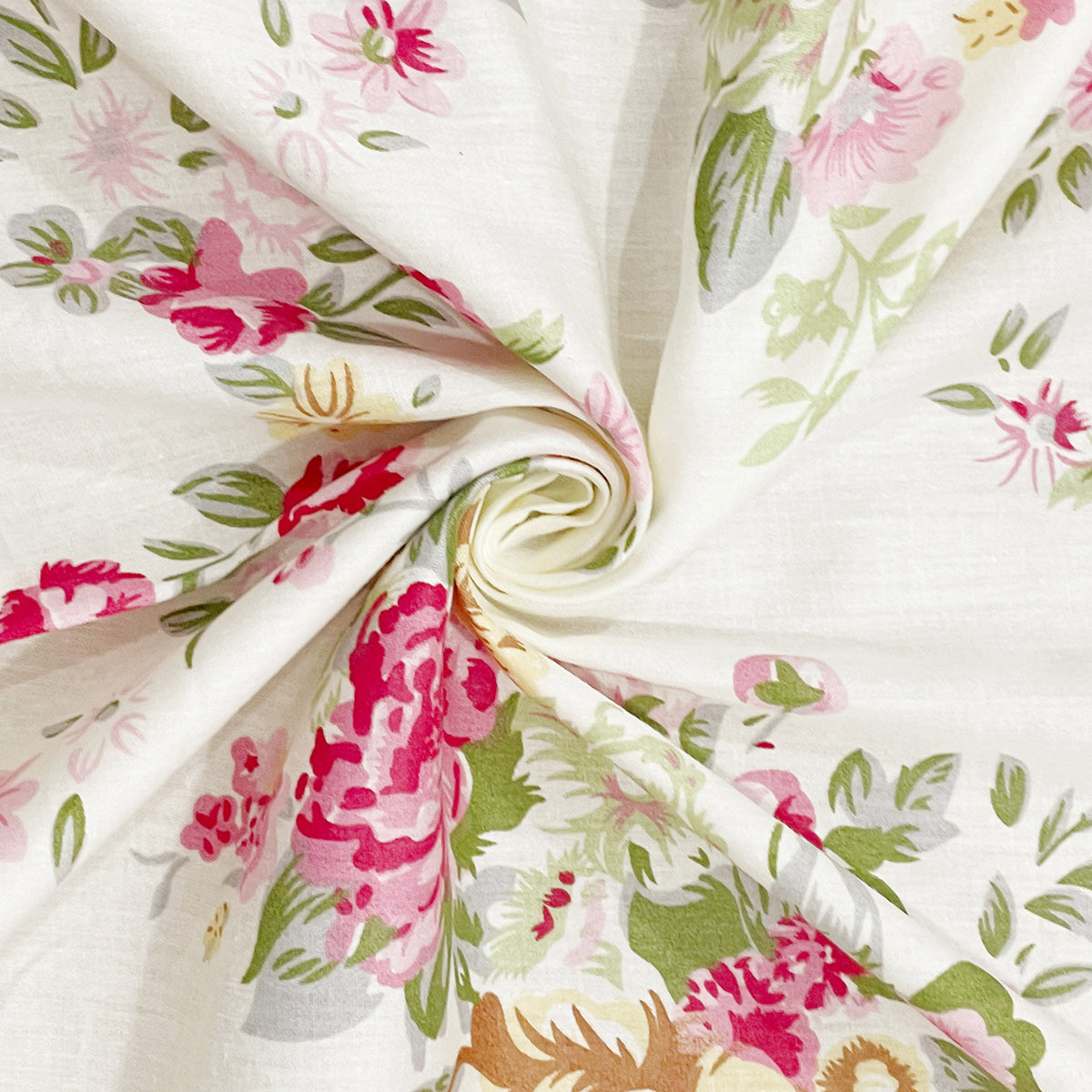 Ivory Rose Bouquet 250 TC Pure Cotton Bedsheet Set with Pillow Cover