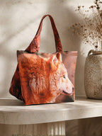 Wildfire Spirit - Wolf Portrait Tote with Earthy Flame Wrap