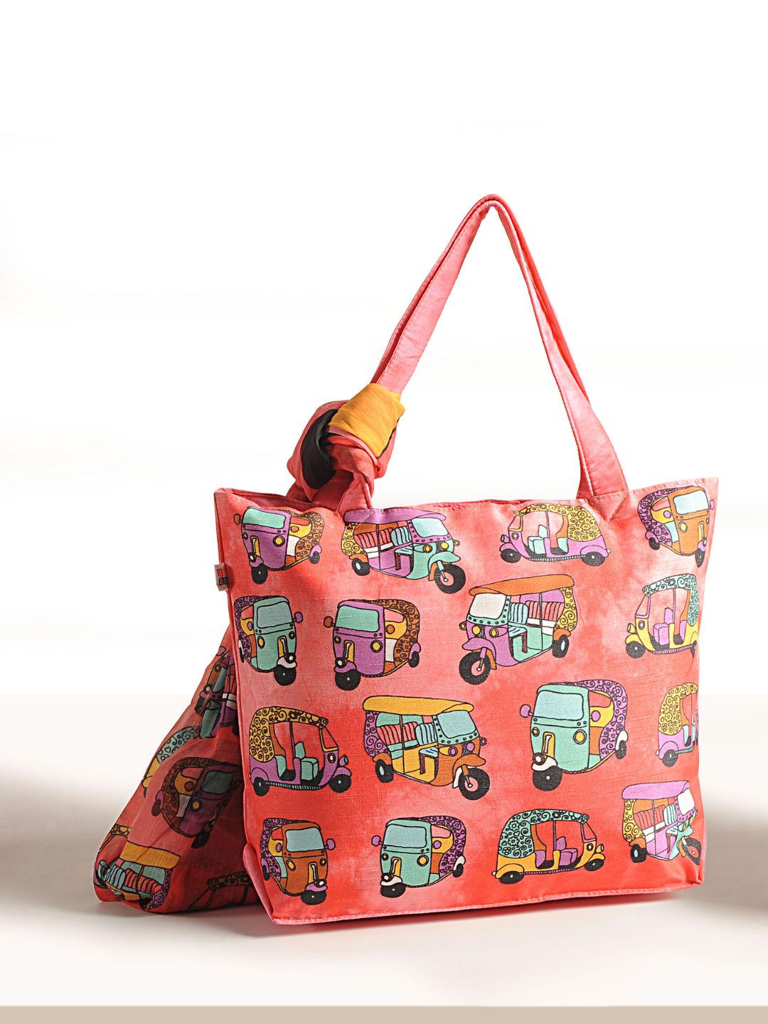 Desi Ride Vibes - Rickshaw Pop Art Tote with Quirky Wrap