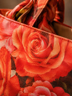 Romantic Rose Bloom - Digitally Printed Floral Tote Bag with Coordinated Scarf