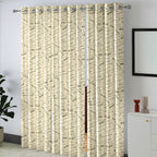 Ivory Black Typography Tales 240 GSM Polyester 80% Blackout Eyelet Curtain