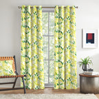 Ivory Golden Meadow Leaves 240 GSM Polyester 80% Blackout Eyelet Curtain