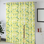 Ivory Golden Meadow Leaves 240 GSM Polyester 80% Blackout Eyelet Curtain