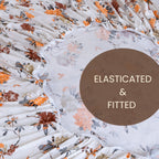 Grey Floral Vine Pure Cotton 210 TC King Fitted Bedsheet with 2 Pillow Covers (72x78x10 Inches)