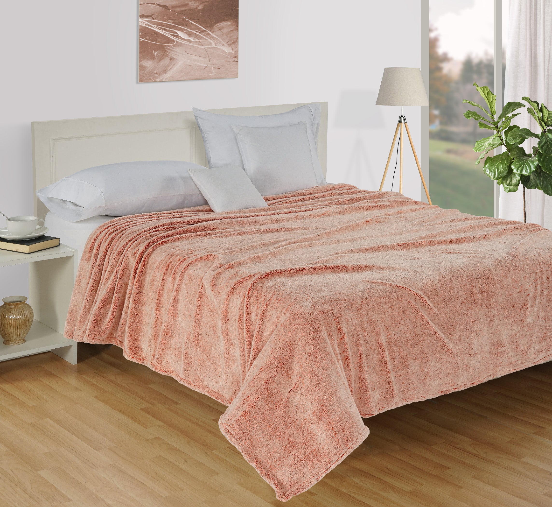 Polar fleece 300 GSM Peach Ac room Dohar _60 x 90 inches