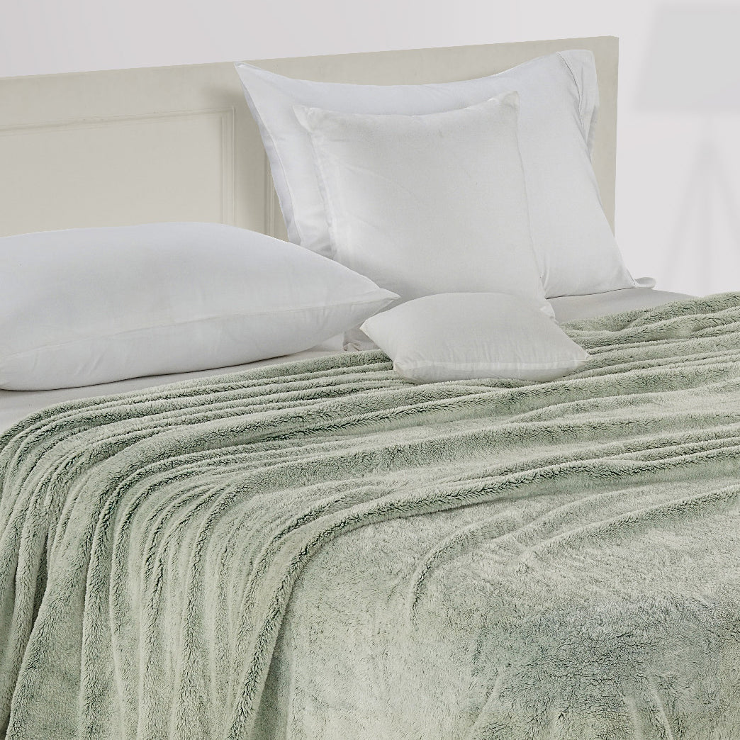Polar fleece 300 GSM Sage Green Ac room Dohar _90 x 100 inches