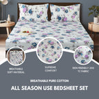 Elegant Beige Floral Vine Pure Cotton 210 TC Double King Bedsheet with 2 Pillow Covers (90x108 Inches)