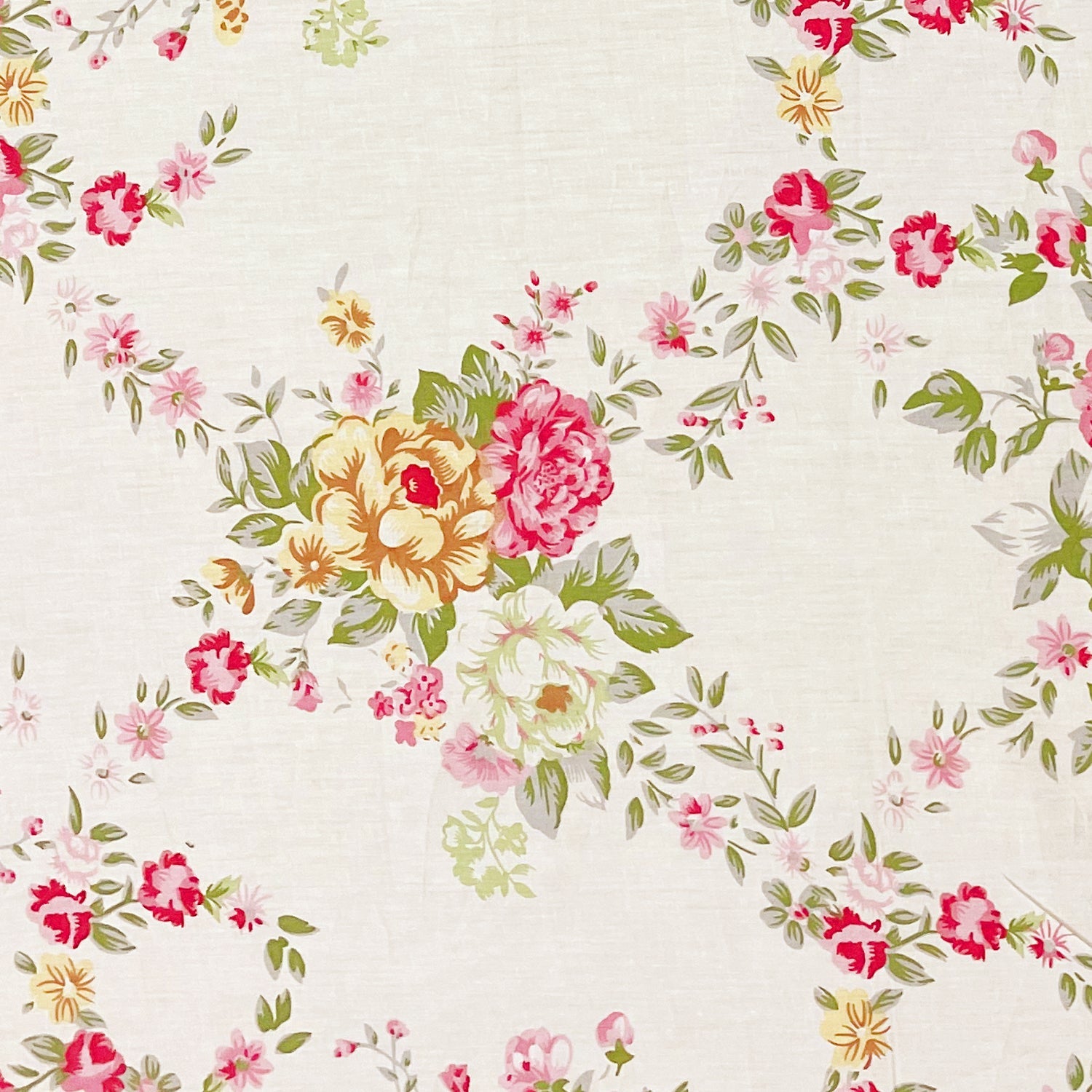 Elegant Ivory Floral Pure Cotton 250 TC Single Bedsheet with 1 Pillow Cover (60x90 Inches)