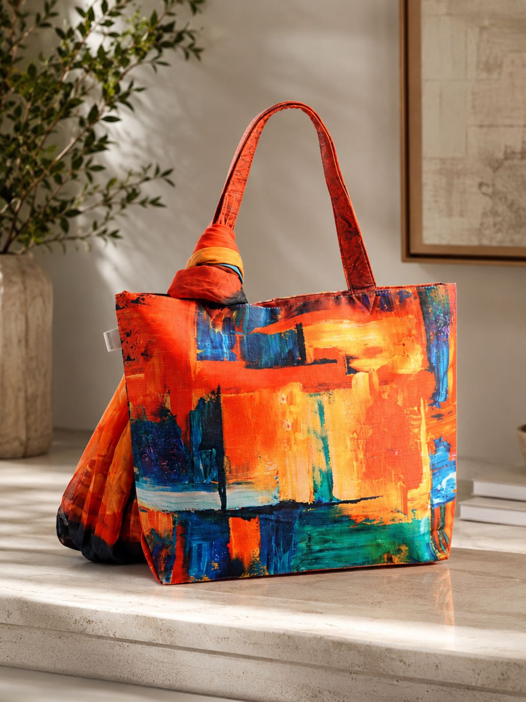 Golden Hour Glaze - Abstract Autumn Tote with Dual-Sided Artistic Flair