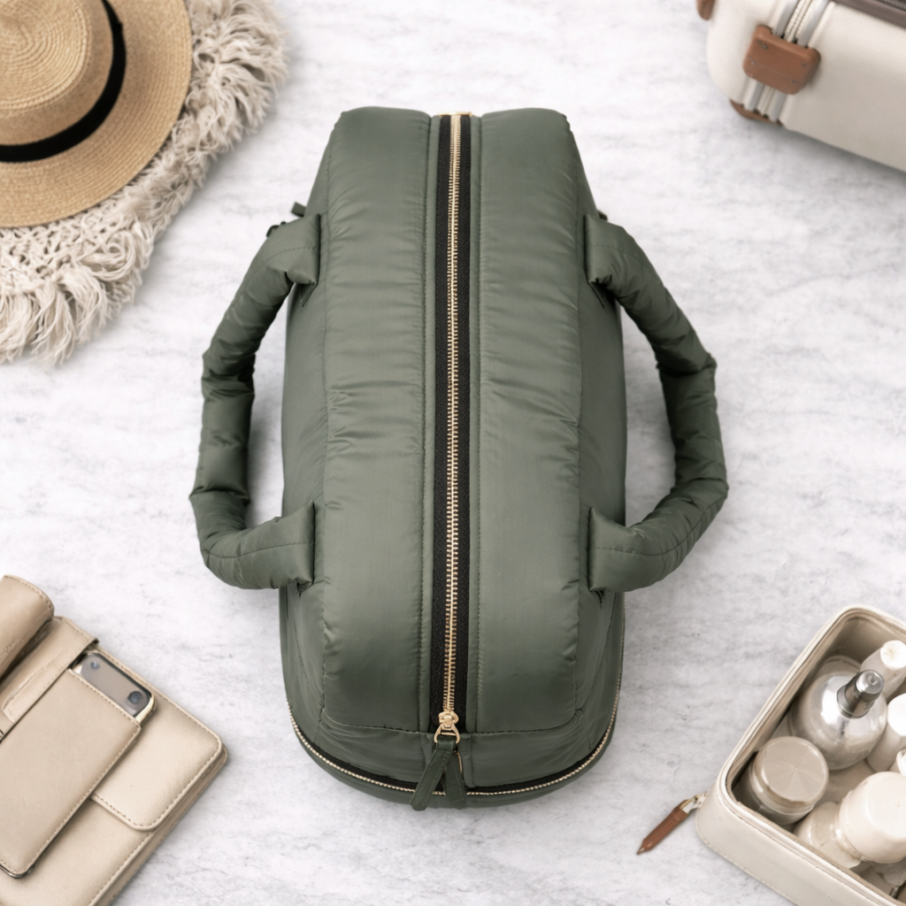 Puffer Overnighter Unisex Olive Duffle Bag