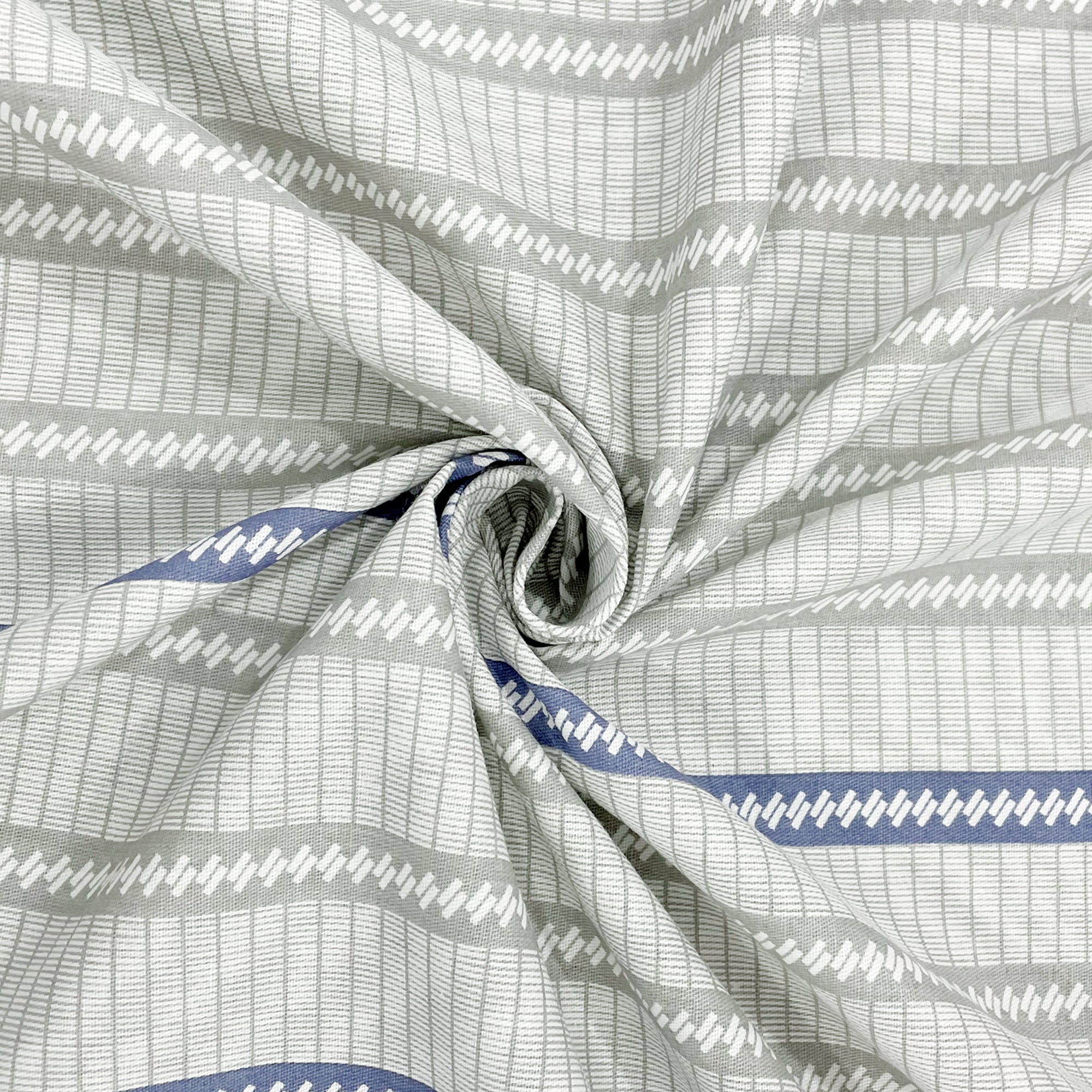 Navy Blue Linear Stripes 180 TC Pure Cotton Bedsheet Set with Pillow Cover