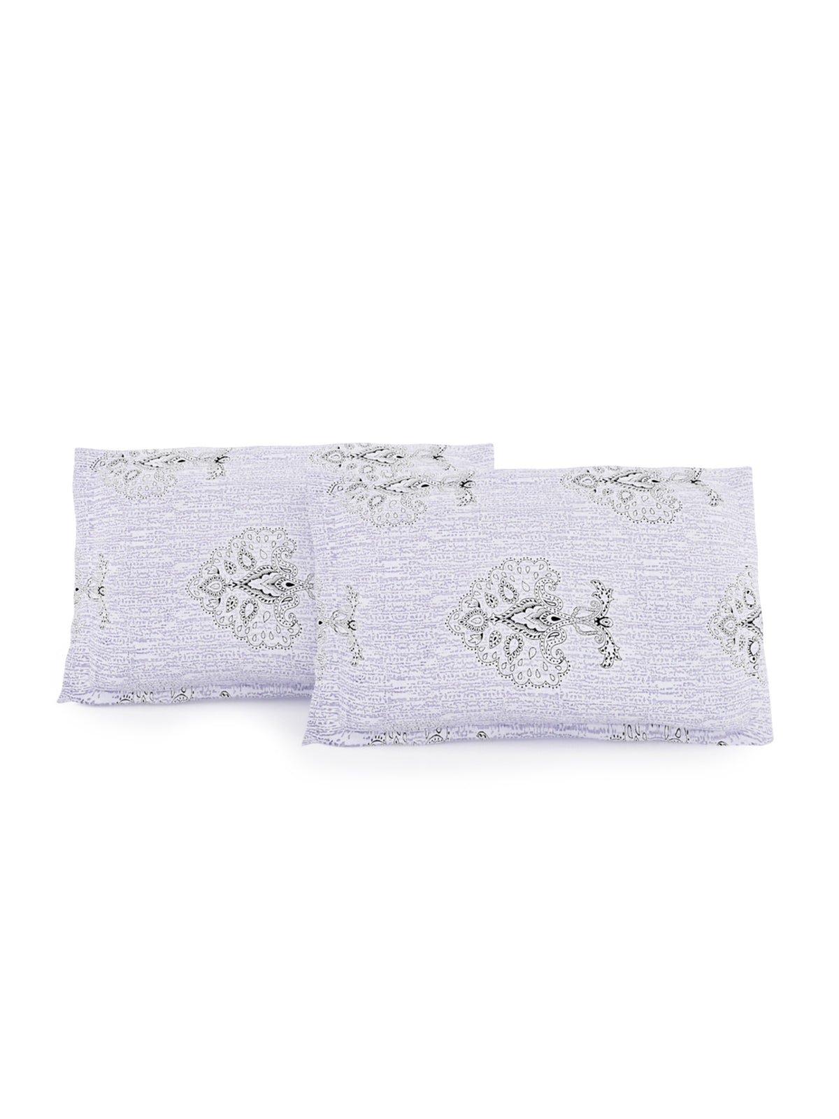 Silver Paisley Elegance 180 TC Pure Cotton Bedsheet Set with Pillow Cover