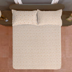 Beige Ornamental 200 TC Pure Cotton Bedsheet with Pillow Cover